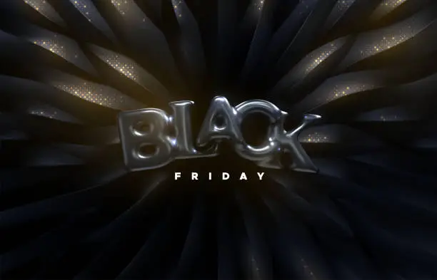 Vector illustration of Black Friday sale poster. Commercial discount event banner.