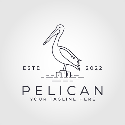 Pelican Line art illustration vector Design.