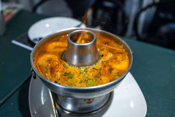 istock Popular Thailand soup dish Tom Yam Kung at restaurant 1436045006
