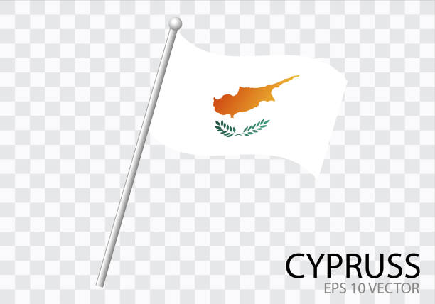flagge von zypern mit wehendem fahnenmast im wind. vektorillustration - cypruss stock-grafiken, -clipart, -cartoons und -symbole