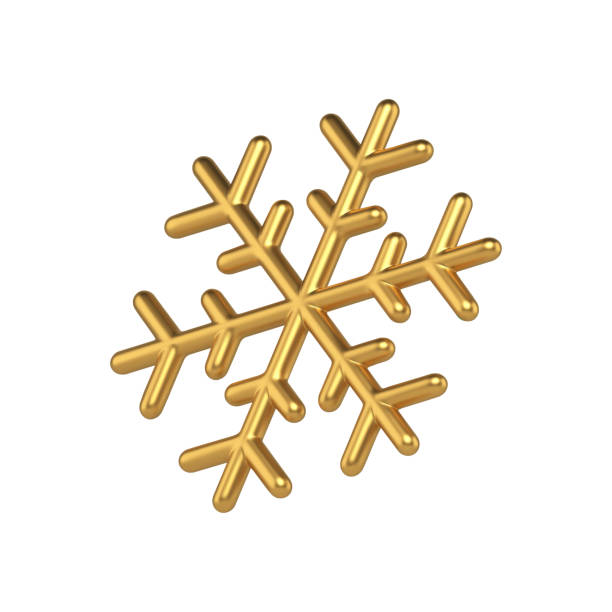 istock Shiny metallic isometric golden snowflake decorative design bauble ornamental toy realistic vector 1436045348