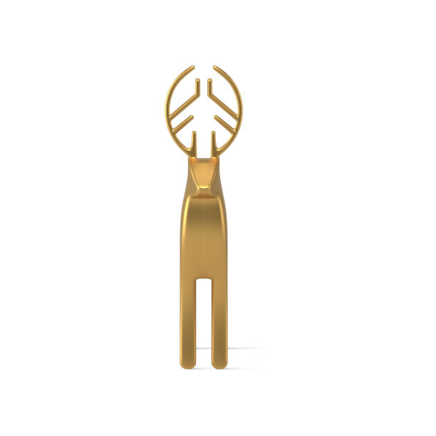 istock Front view luxury jewellery bright golden nordic deer Christmas tree decorative design 3d vector 1436045487