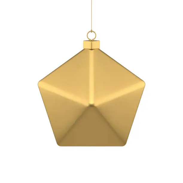 Vector illustration of Classic metallic golden polygonal Christmas tree hanging bauble for festive winter holiday vector