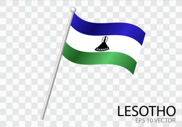 Flag of LESOTHO with flag pole waving in wind.Vector illustration Flag of LESOTHO with flag pole waving in wind.Vector illustration lesotho flag stock illustrations