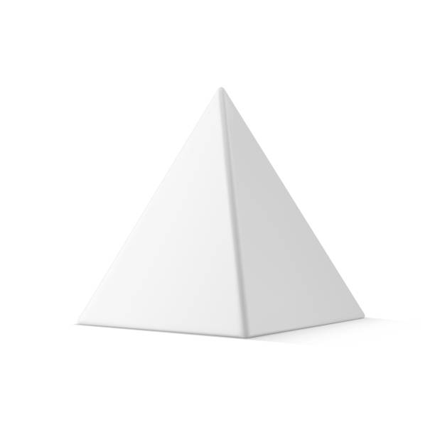 czułość biały trójkąt izometryczny realistyczny piramida szklana figura geometryczna 3d szablon wektor - pyramid shape triangle three dimensional shape shape stock illustrations