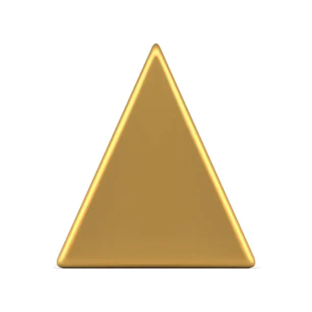 Vector illustration of Realistic luxury golden triangle pyramid shape Christmas tree toy design 3d template vector