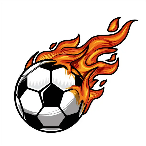 Vector illustration of soccer ball on fire Vector illustration.