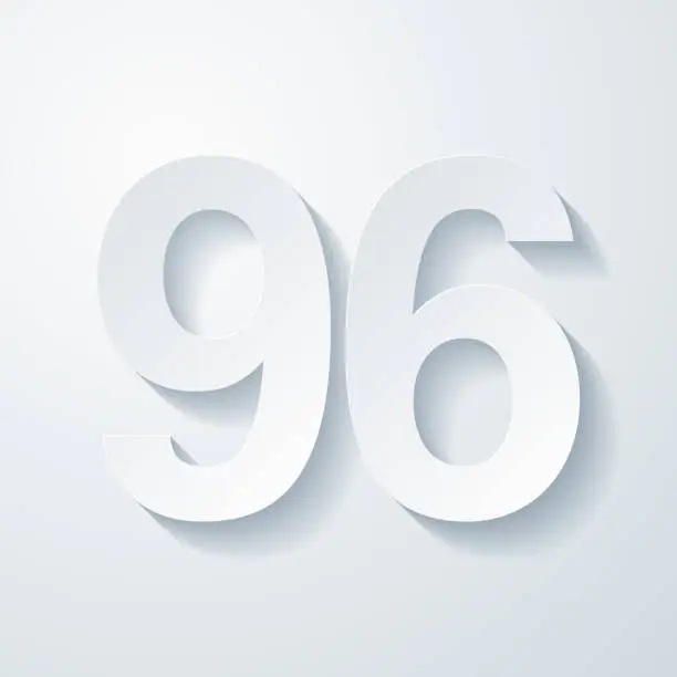 Vector illustration of 96 - Number Ninety-six. Icon with paper cut effect on blank background