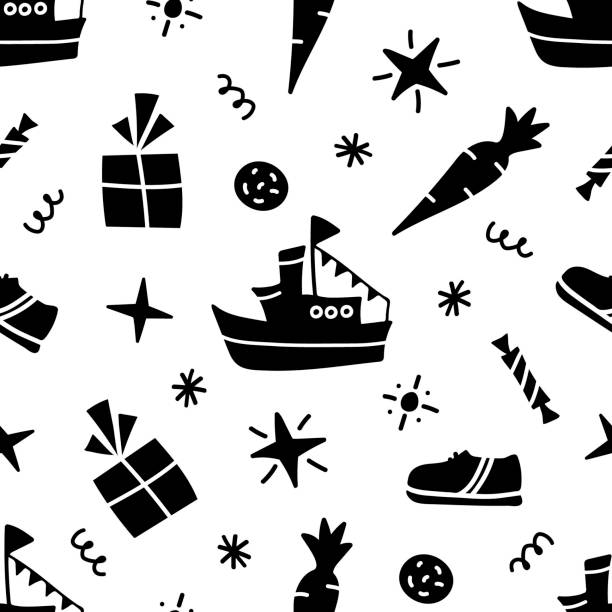 stockillustraties, clipart, cartoons en iconen met simple vector seamless pattern. celebration of st. nicholas day, sinterklaas. for printing wrapping paper, gifts, textiles. - pepernoten