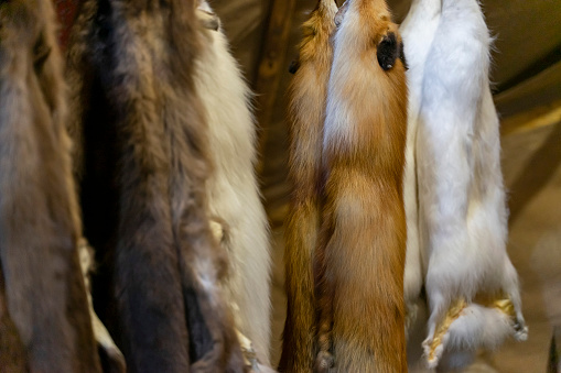 Products from natural fur of a fox and a hare