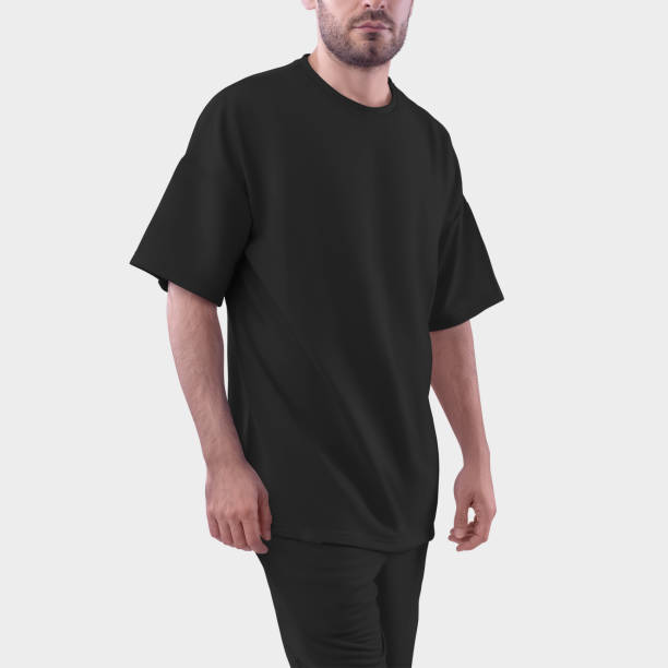 istock Black Mockup of an oversized men's t-shirt for design, print, pattern. 1436056170