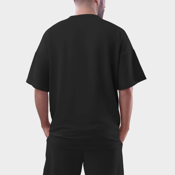 istock Mockup of an black oversized men's t-shirt for design, print, pattern. 1436056378