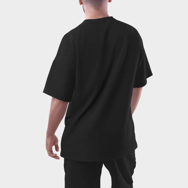 istock Black Mockup of an oversized men's t-shirt for design, print, pattern. 1436056391