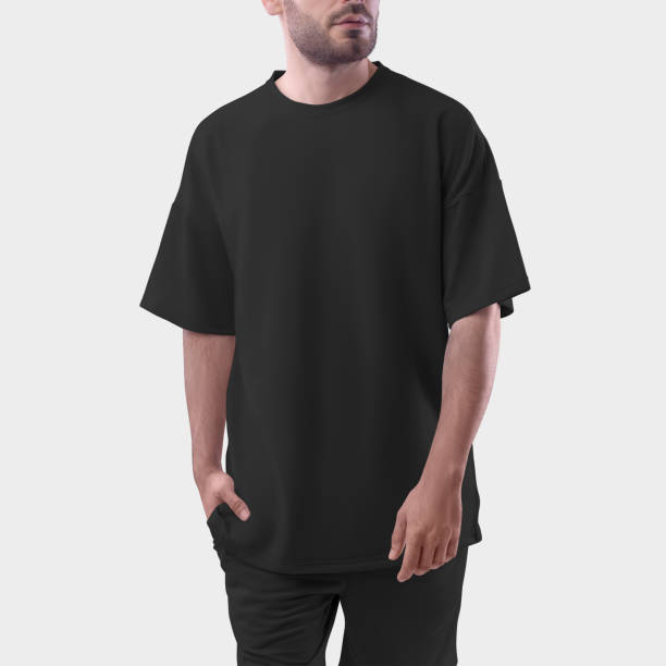 istock Black Mockup of an oversized men's t-shirt for design, print, pattern. 1436056666