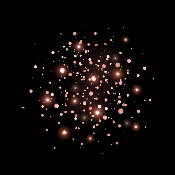 Placer rose gold gradient glitter confetti with lights on black background. Vector Placer rose gold gradient glitter confetti with lights on black background. Vector illustration rose gold glitter stock illustrations