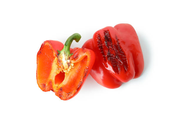 istock Grilled bell pepper isolated on white background 1436061900