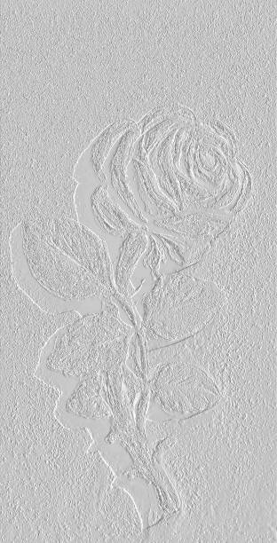 istock Rose, engraved, grey background, eternal love, grief 1436062269