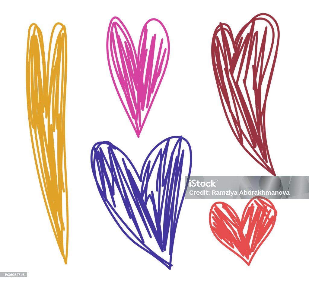 Heart Sketch Love Symbol Pencil Drawing Romantic Illustration ...