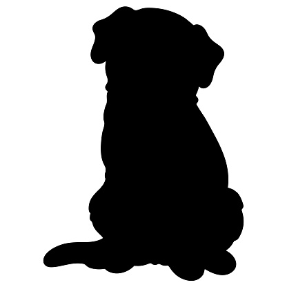 Simple and adorable Rottweiler dog Silhouette sitting in front view