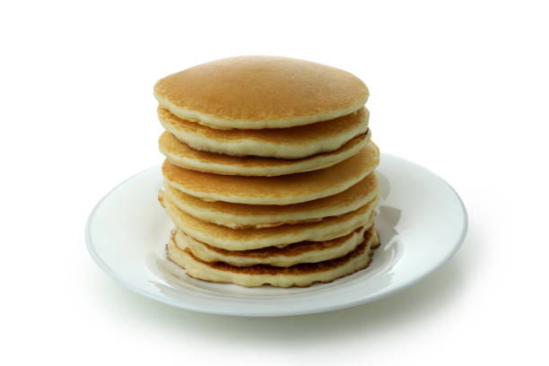 istock Stack of pancakes isolated on white background 1436068755