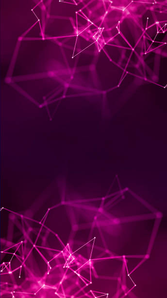 istock Pink digital background with dots and lines. Digital plexus background. Big data display. Network connection structure. 1436069776