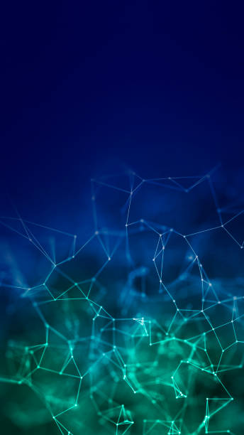 istock Abstract plexus background with lines and green and blue dot connection. Concept of technology and medicine. 1436069786