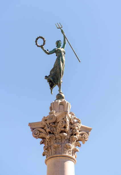 San Francisco, CA, USA - September 3, 2022: The Goddess of Victory statue atop the Dewey Monument