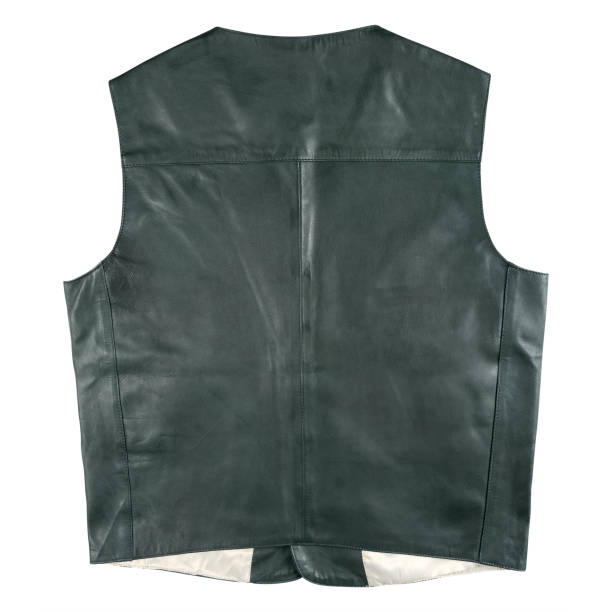 istock Back View Of Leather Waistcoat Isolated On White Background. 1436072450