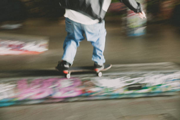 Motion skate trick at skate park