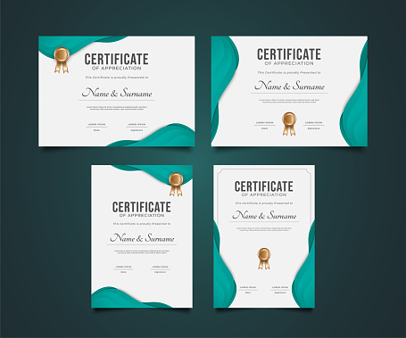 Set of Modern Certificate Template with Paper Cut Style