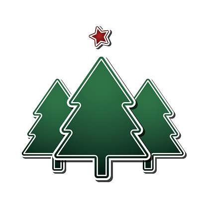Simple Green Christmas Tree Symbols Isolated on White - Holiday Background, Multi Purpose Design Element in Editable Vector Format