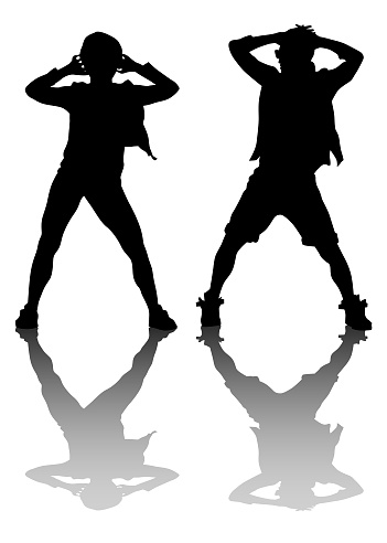 Hip-hop artists of dance on white background