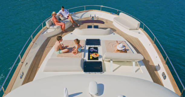 istock Family relaxing on yacht 1436081787
