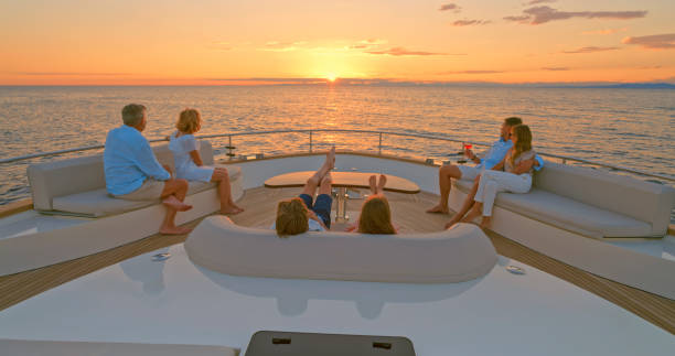 istock Family relaxing on yacht 1436081803