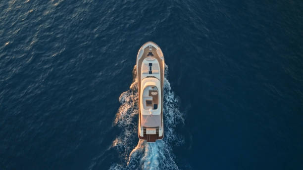 Modern yacht cruising in sea