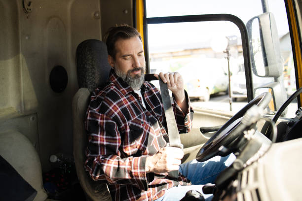 istock Truck driver preparing for driving 1436082674