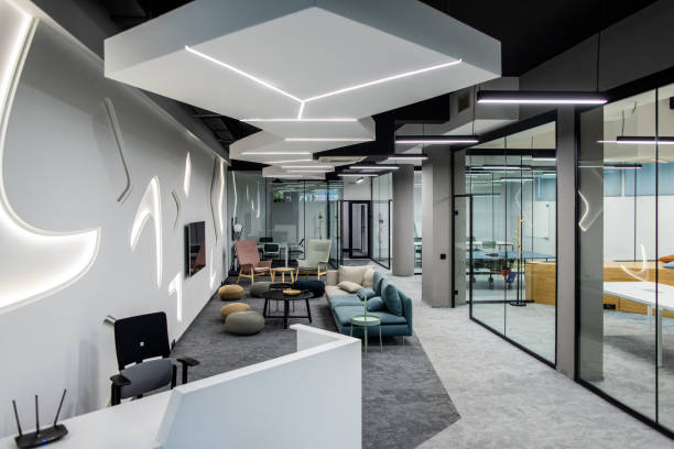 istock Empty leisure area in an office building 1436083238