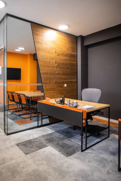 istock Empty secretary's desk in an office building 1436083465