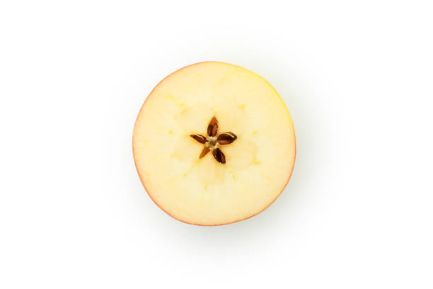 istock Slice of apple isolated on white background 1436083814