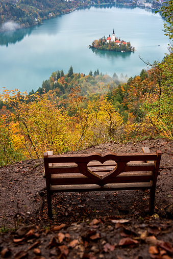 Aerial of Lake Bled, Slovenia