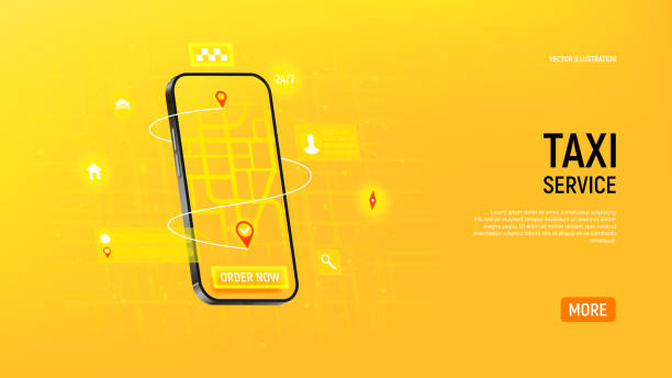 istock Concept of online taxi service app 1436085969
