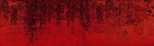 alte abblätternde leuchtend rote farbe oberfläche breite textur. scharlachrote farbe düsterer grunge abstrakter panoramahintergrund - surface level full frame large obsolete stock-fotos und bilder