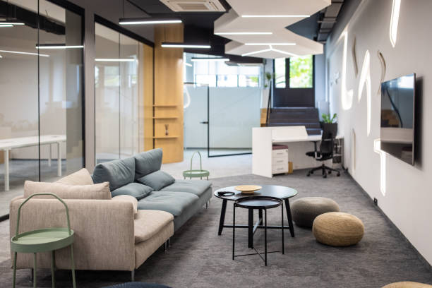 istock Empty leisure area in an office building 1436090127