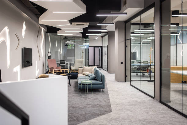 istock Empty leisure area in an office building 1436090136