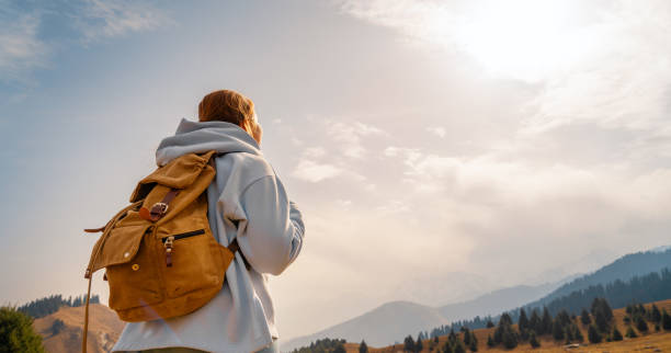 istock Woman hiker in the mountains. 1436090345