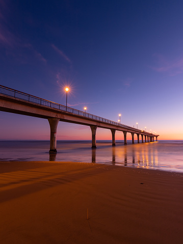 Dawn view of New Brighton Pier, Christchurch, New Zealand.