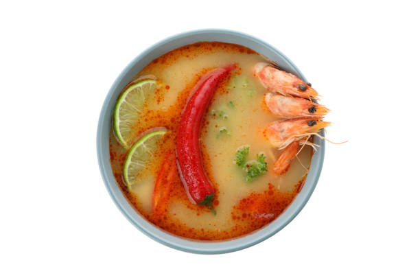 istock Tasty Tom yum soup isolated on white background 1436093797