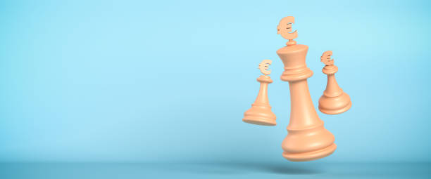 istock Business Strategy Concept: Chess pieces with euro signs. Web banner format 1436093929