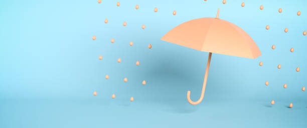 istock Protection or insurance concept: An open minimalistic umbrella protecting against rain. 1436093991