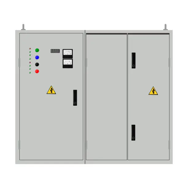Vector illustration of Electric box, industrial electrical control panel